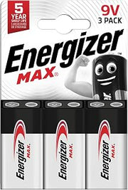 Energizer 9V Batteries, Max Alkaline Power, 3 Pack