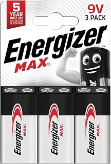 Energizer 9V Batteries, Max Alkaline Power, 3 Pack