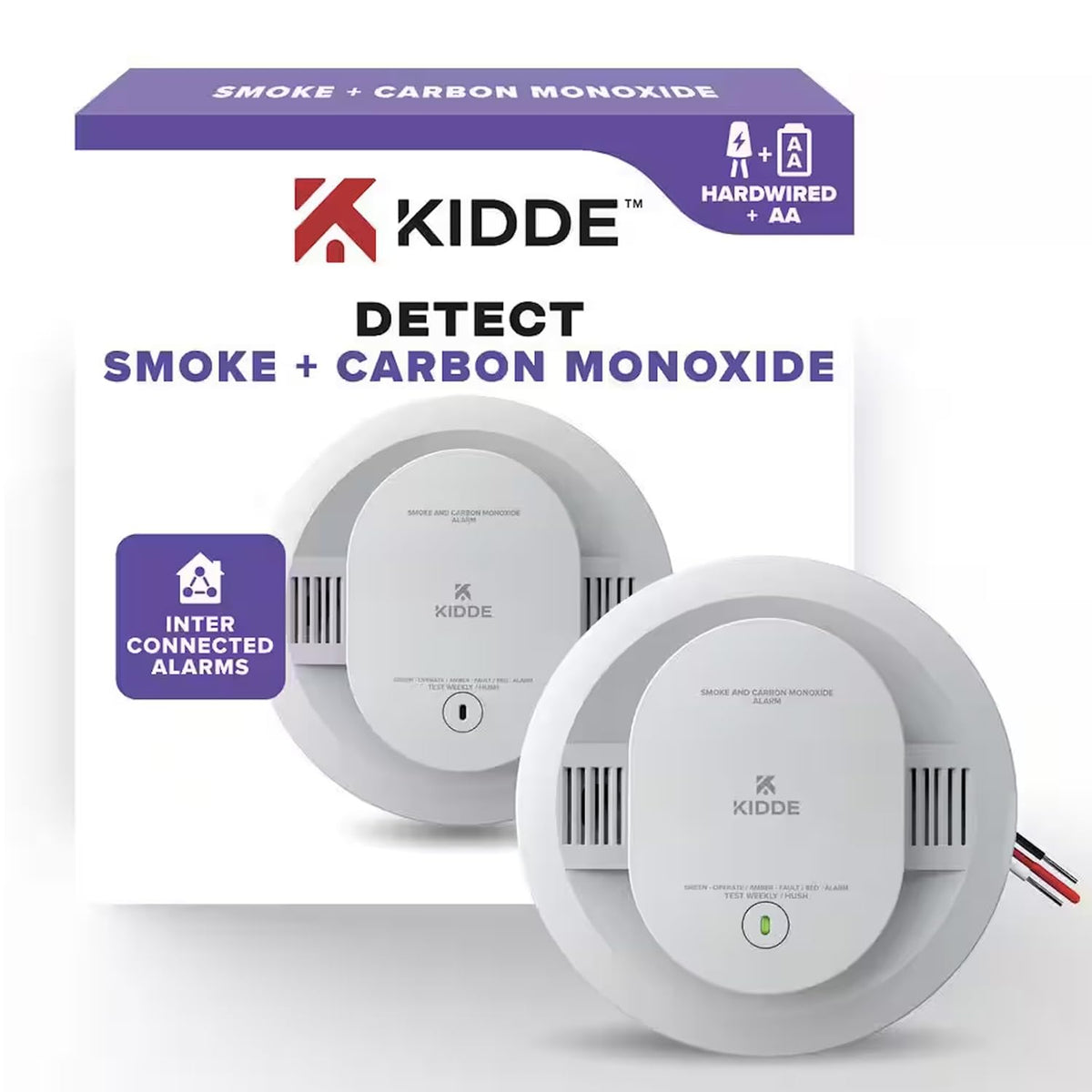 KN-COSM-IBA Hardwire Combination Smoke Carbon Monoxide Detector Battery Backup Voice Warning Interconnectable (2-Pack) by Kidde – Other, Model Firex-CUACFEX-V-20-9003