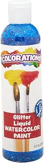 Colorations Liquid Glitter Watercolor Paint, 8 fl oz, Blue, Non-Toxic, Painting, Kids, Craft, Hobby, Fun, Water Color, Posters, Cool effects, Versatile, Gift (GLWCBL)