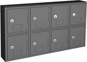 Cell Phone Locker, 8 Door, 22" x 4" x 12-1/2", Black/Grey