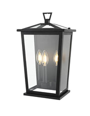 Richmond Three Light Outdoor Wall Sconce Black by Lighting Design – Iron, Black, Model OD331W16BK