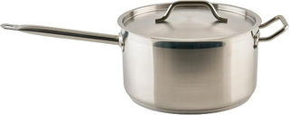 Winco 10 qt Stainless Steel Sauce pan with Cover | Heavy-duty, Tri-ply construction, Helper handle, Great for Cooking and Food Preparation