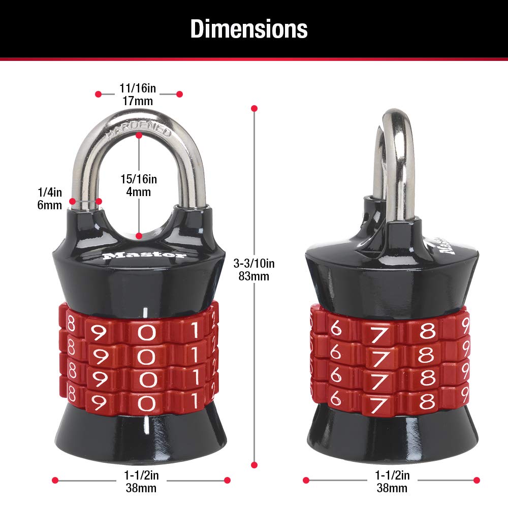 Combination Padlock by Master Lock – 1 Pack, Metal, Assorted; colors may vary, Model 1535D