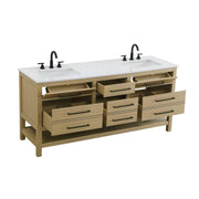 Elegant Kitchen and Bath 72" Double Bathroom Vanity in Honey Brown by karson – Wood, Honey Brown, Model VF60572DMHB