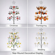 Hohiya Rotating Ornament Tree, 47 Inch, Chrome Silver