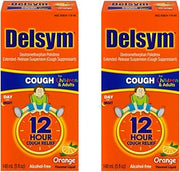 Delsym Cough Suppressant Alcohol Free Orange Flavored Liquid- 2 Pack, 5 ounces Bottle