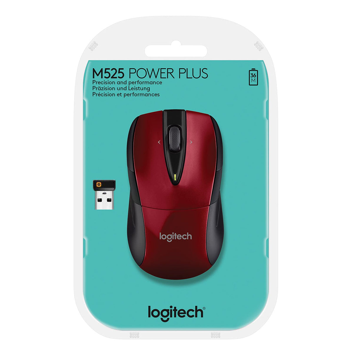 Wireless Mouse M525 - Red/Black by Logitech – 2&Quot; x 7&Quot; x 8&Quot, Rubber, Red/Black, Model 910-002697