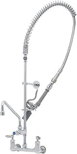T&S Brass Easyinstall Pre-Rinse, 8" Wall Mount Base, Ceramas, 14" Adf Nozzle, B-0107-J-Swv, Qd, Tee