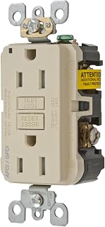 Hubbell AFGF15TRI - AFCI/GFCI Receptacle, Ivory, 15A/20A, 120V ac, 2-Pole, 3-Wire, (Each)