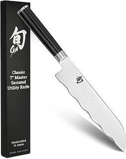 Shun Classic 7" Master Serrated Utility Knife, VG-MAX, Pakkawood