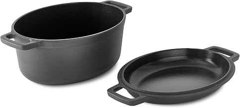 Zakarian x Dash Nonstick Cast Iron Double Dutch Oven - Multi-Purpose Cook Pot for Soup, Steak, Veggies, and More - Nonstick, Oven-Safe, Induction-Compatible - Rust-Resistant Cookware - 6-Quart