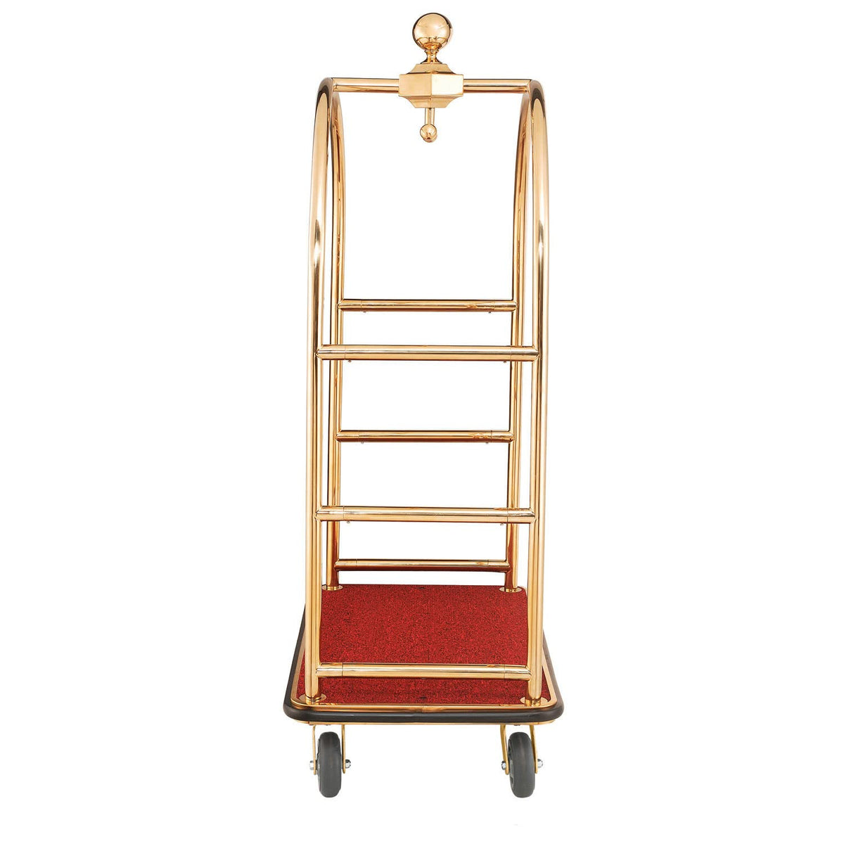 Gold Stainless Steel Bellman Cart Curved Uprights by Global Industrial – 12-Gauge Steel, Gold/Red, Model 985118GD