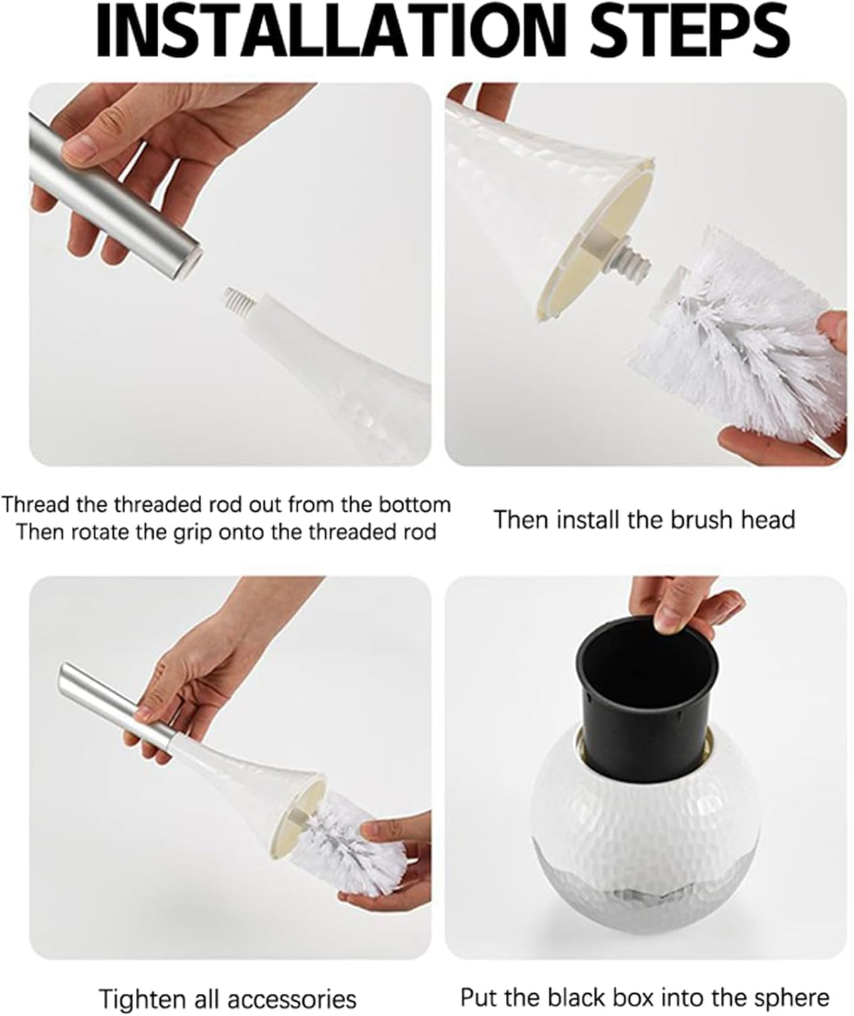 Hideaway Toilet Brush Set by Kobzipanda – Acrylonitrile Butadiene Styrene (ABS), Gold, Model GGMTS