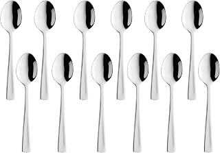 Amefa Atlantic Mocha Spoons, 18/10 Stainless Steel, Mirrored Finish, 4.25 Inch, Set of 12