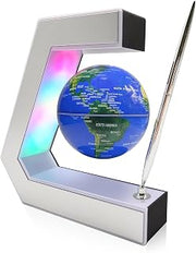 Flagest Magnetic Levitation Floating Globe with Pen, Desk Decor, Tech Gift | Pen Holder Frame, 3.3In Globe, Touch Control, Illuminated, Easy Setup, Home Office Decor, Birthday & Christmas Gifts