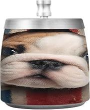 British Flag Bulldog Splash Ashtray with Lid, Outdoor Ashtrays for Patio