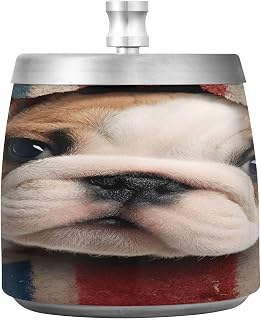British Flag Bulldog Splash Ashtray with Lid, Outdoor Ashtrays for Patio