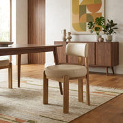Faux Leather Dining Chair with Oak Legs by Starlight Canyon Home – 20 x 22 x 31 inches, Faux Leather, Beige
