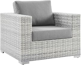 Gray Outdoor Patio Armchair with Cushioned Seat, Durable Frame, Comfortable Backrest, and Stylish Design for Outdoor Lounge Area