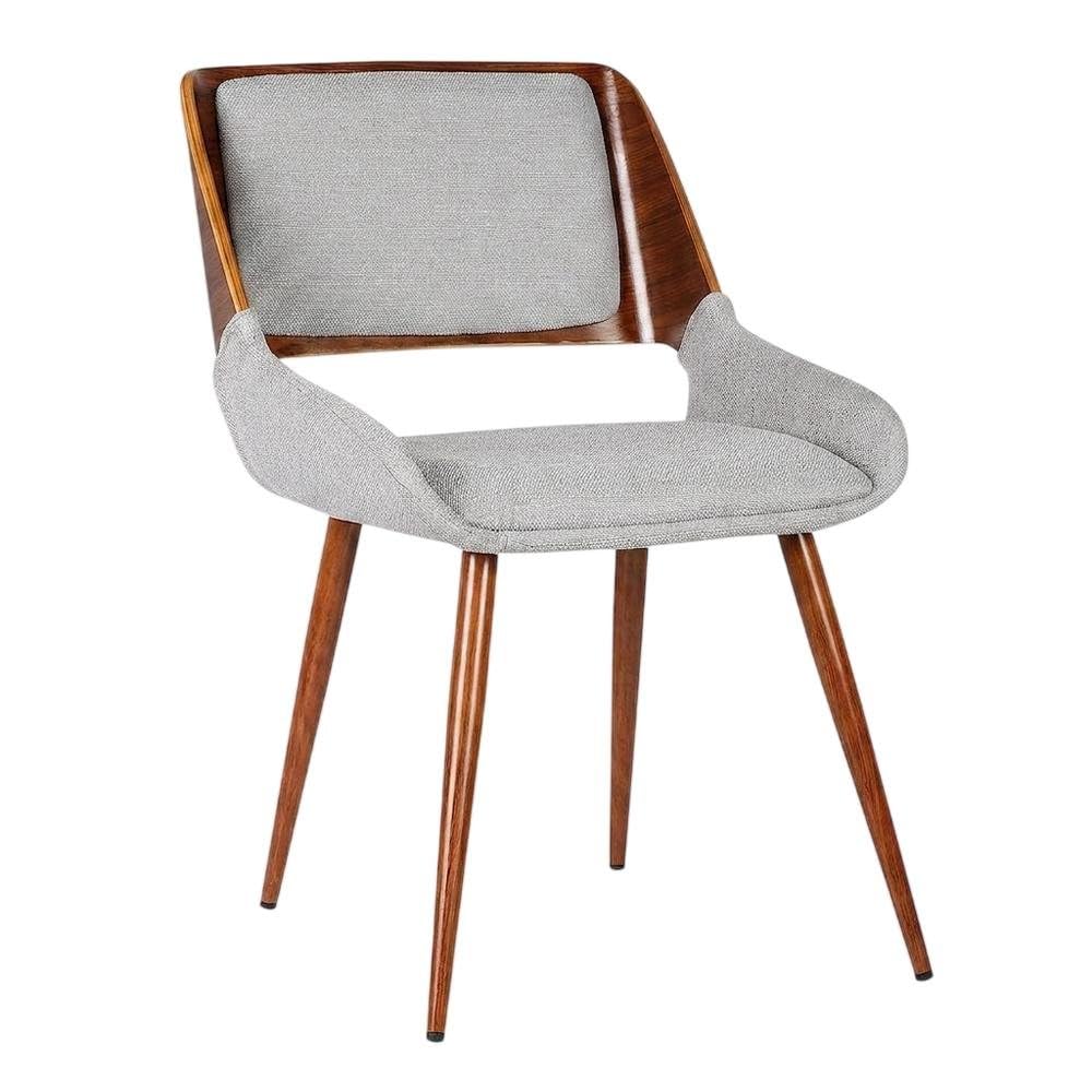 Walnut Wood Mid-Century Modern Dining Chairs Set of by Furnifact – Walnut, Gray Fabric/Walnut, Pack of 2