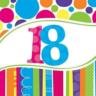 Creative Converting 18 Count Bright and Bold 18th Birthday Lunch Napkins, - 661812