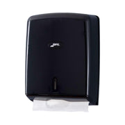 Jofel Valor Paper Towel Dispenser Interfold Towel Dispenser with Viewing Window for Bathroom by San Jamar – Plastic, Black, Model T1600BK