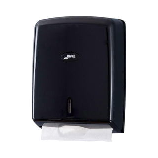 Jofel Valor Paper Towel Dispenser Interfold Towel Dispenser with Viewing Window for Bathroom by San Jamar – Plastic, Black, Model T1600BK