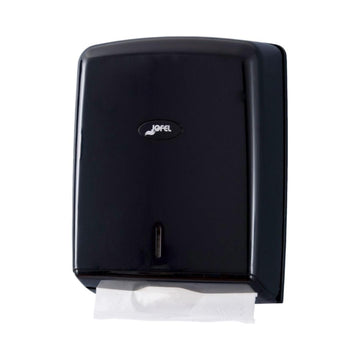 Jofel Valor Paper Towel Dispenser Interfold Towel Dispenser with Viewing Window for Bathroom by San Jamar – Plastic, Black, Model T1600BK