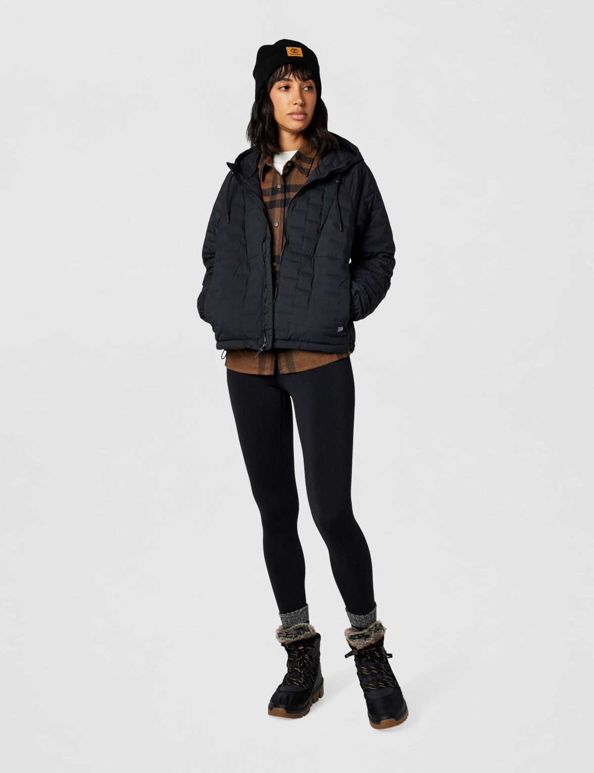 Women's Classic Tall Beanie by Timberland – Acrylic, Black Leather Patch, Model T101391