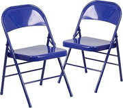 Flash Furniture Hercules Metal Folding Chair, Cobalt Blue, 2-Pack | Triple Braced, Double-Hinged