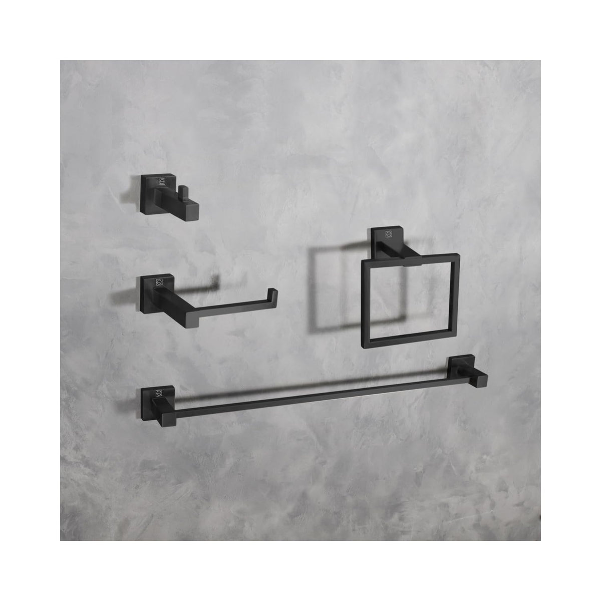 Isla 4-Pc Stainless Steel Hardware Set in Black by Elegant Kitchen and Bath – Stainless Steel, Black, Model HWB-12S4MBK
