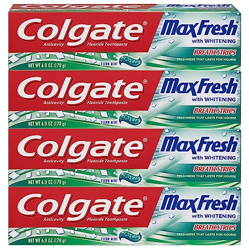 Colgate Clean mint / 6 Ounce (Pack of 4) / Toothpaste With Breath Strips Toothpaste