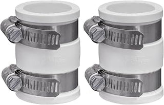 Fernco 1056-100 1-in. Flexible PVC Pipe Coupling for Plastic and Copper Plumbing Connections in White (Pack of 2)
