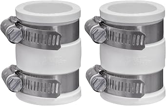 Fernco 1056-100 1-in. Flexible PVC Pipe Coupling for Plastic and Copper Plumbing Connections in White (Pack of 2)