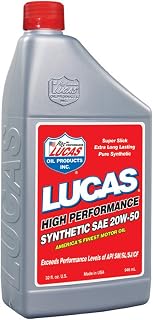 Lucas Oil 10054 SAE 20W-50 Synthetic Racing Oil - Bottle, 1 Quart (32 Ounces)