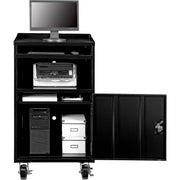 Mobile Computer Cabinet by Global Industrial – 27 inches (W) x 49.25 inches (H) x 24 inches (D), Alloy Steel, Black, Model 694561BKA