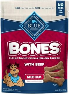 Blue Buffalo Bones Natural Crunchy Beef Flavor Medium Dog Biscuits, 16 oz.