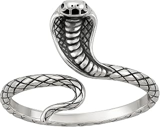 925 Sterling Silver King Cobra Snake Tiny Ring, Adjustable Serpent Jewelry | Detailed cobra design, adjustable open fit, bold serpent-inspired everyday statement ring