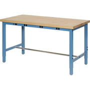 60" W x 24" D Adjustable Height Workbench by Global Industrial – 24"L x 60"W x 4"H, Maple,Steel, Blue, Model 249187BBLA