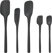 Tovolo Flex Core 5 Piece Silicone Spatula Set Heat Resistant All Silicone Utensils Include Non Stick Spatula Spoonula Jar Scraper, Dishwasher Safe BPA Free Spatulas for Baking Mixing, Black