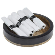 Round Black Mango Wood Riser - 12"Dia x 2"H by HUBERT – Mango Wood, Black, Model 52256