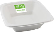 Responsible Products 100% Compostable Square Serving Bowls, 24 oz Disposable Paper Bowls, Microwave Safe, Freezer Safe, Soup Safe, No Plastic, Eco-Friendly, Tree-Free, No PFAS. White (400 Count)