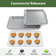 Rottay Stainless Steel Baking Pan Set, 16 x 12 Inch Sheets with Racks, Silver