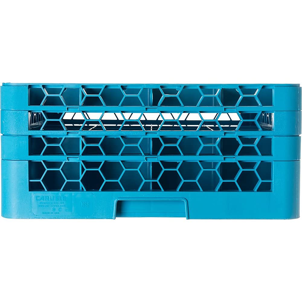Opticlean Glass Rack 16 Compartments with 3 Extenders for Kitchens and Restaurants by Carlisle FoodService Products – 8.72", Polypropylene, Carlisle Blue, Model RG16-314