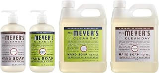 Mrs. MEYER'S Liquid Variety Pack, 1 Lavender Hand Soap + Refill & 1 Lemon Verbena Hand Soap + Refill, (4 CT)