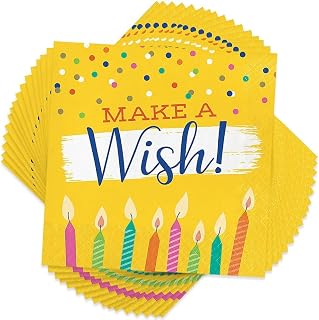Creative Converting Birthday Paper Napkins, Festive Cake, 6.5 in, 16 ct