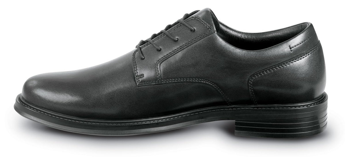 Men's Black Hallsboro MaxTrax Soft Toe Dress Shoe (7.5 EW) by SR Max – 7.5 X-Wide, Leather, Black