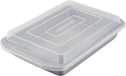 Farberware Nonstick Bakeware Rectangular Cake Pan with Lid for Baking, Gray