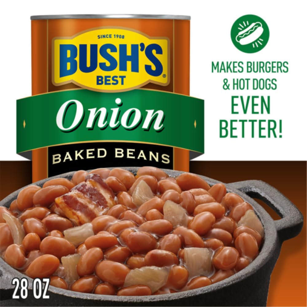Onion Baked Beans by Bush's Best – 28 Ounce (Pack of 6), Pack of 6